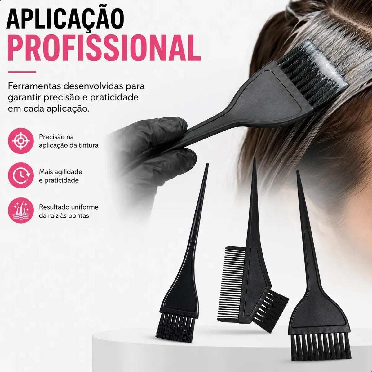 Pincel para Tintura de Cabelo Profissional Preto Kit