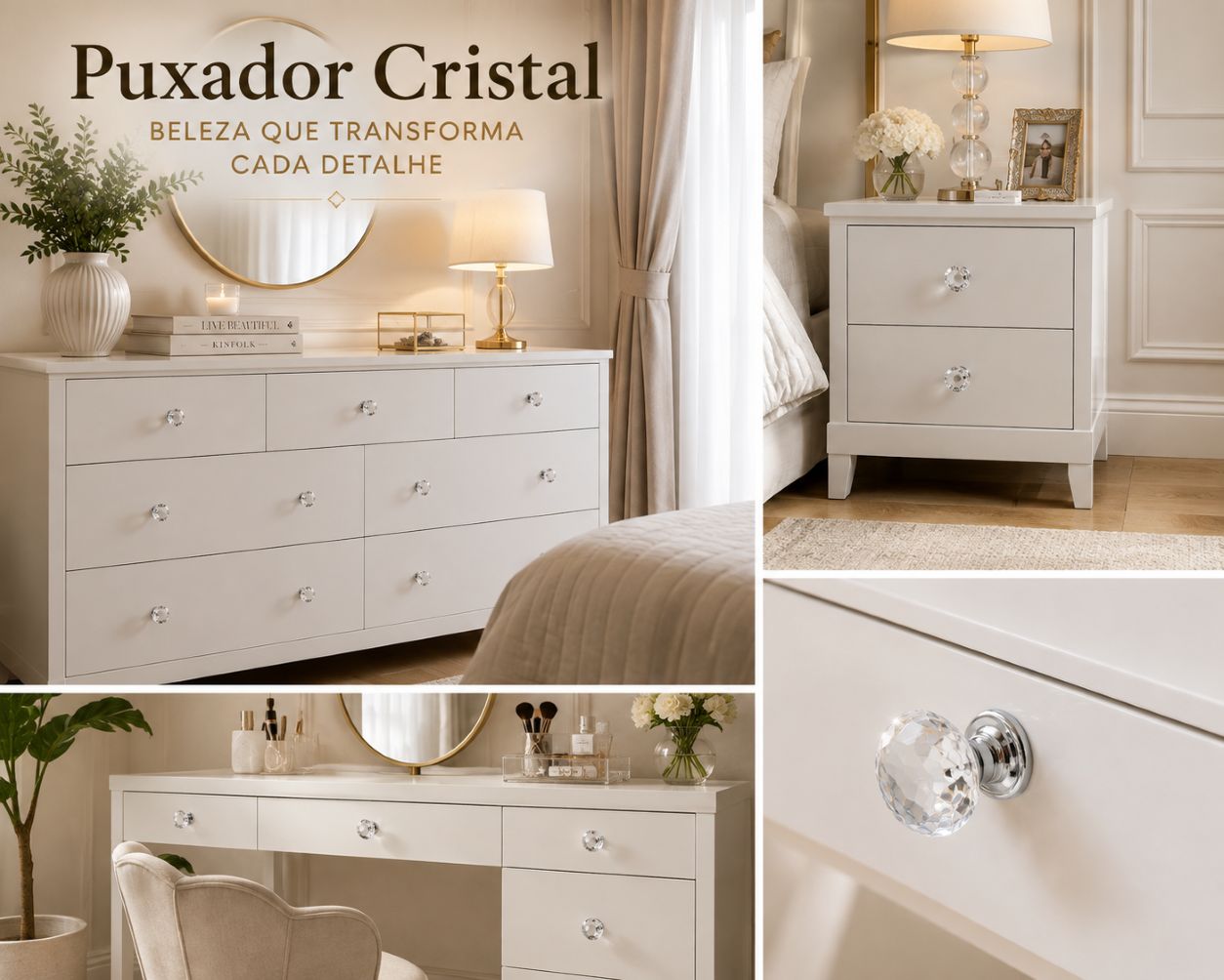 Puxador Cristal 30mm Para Móveis Armário Gaveta Kit 4 8 10